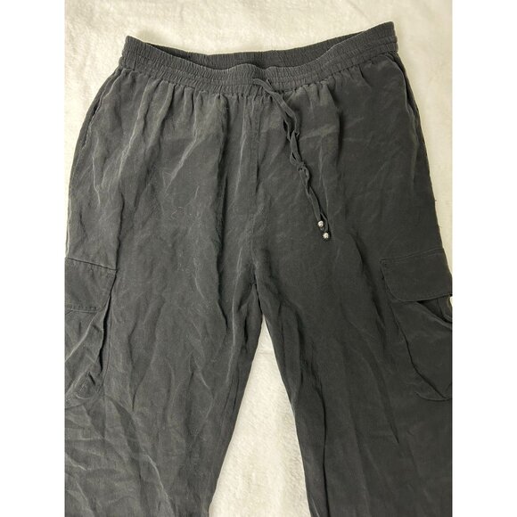 Cynthia Rowley Black 100% Silk Drawstring Cargo Pants Womens Size US 4 - Picture 4 of 9